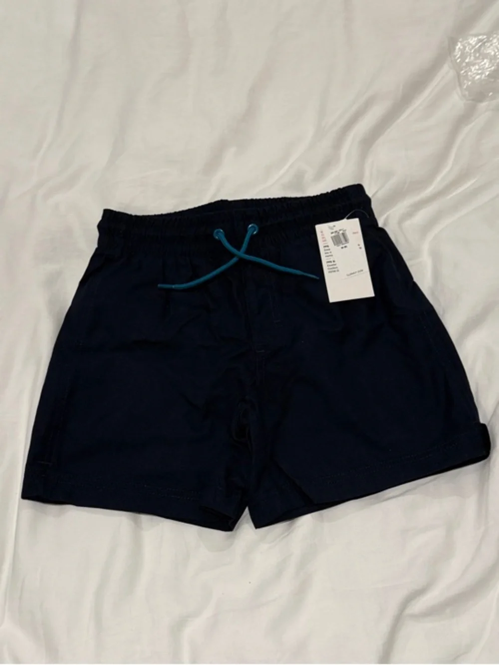 Old Navy Boys Navy Swim Trunks with Teal Drawstring